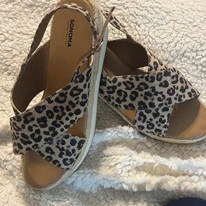 Sonoma Tan and Black Espadrilles with Leopard Print